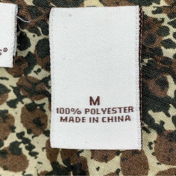 Kim Rogers Top Button Down Size M Brown Animal Print - Picture 12 of 13